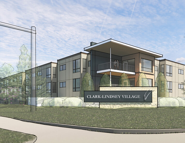 rendering of new building with sign