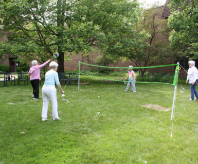 residents playing outside